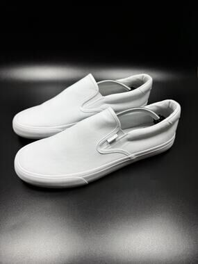 Lugz Clipper Mens White Canvas Slip On Casual Sneakers Size 13